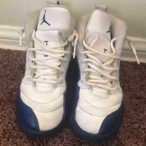 Royal blue and white Jordan 12’s